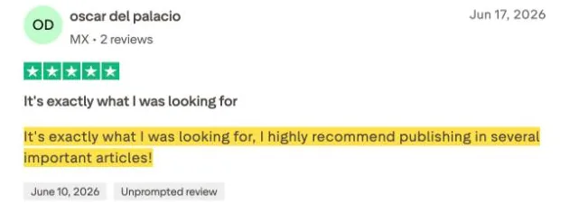 oscar del palacio's Trustpilot review