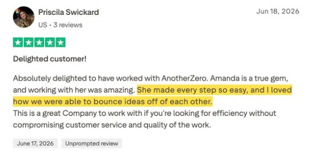 Priscila Swickard's Trustpilot review