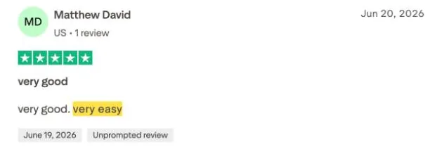Matthew David's Trustpilot review