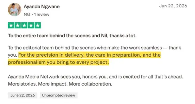 Ayanda Ngwane's Trustpilot review