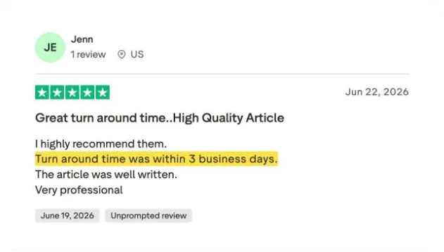 Jenn's Trustpilot review