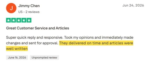 Jimmy Chen's Trustpilot review