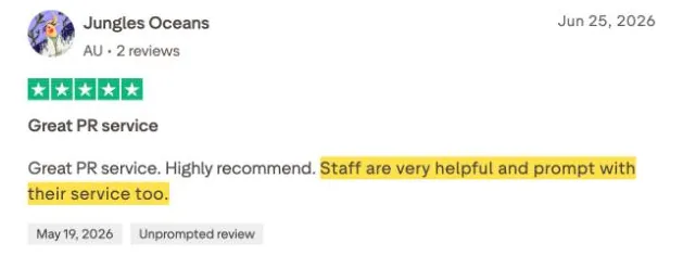 Jungles Oceans's Trustpilot review