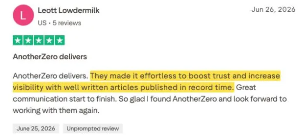 Leott Lowdermilk's Trustpilot review