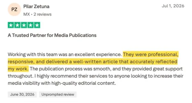Pilar Zetuna's Trustpilot review