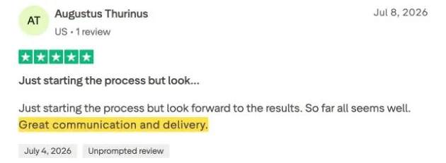 Augustus Thurinus's Trustpilot review