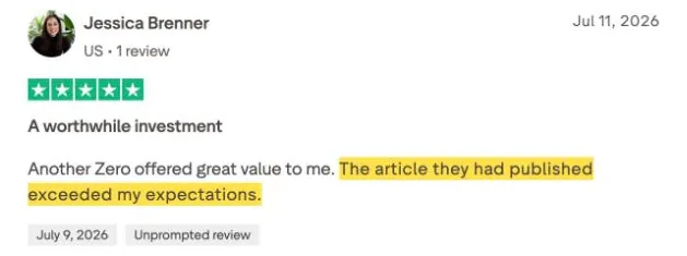Jessica Brenner's Trustpilot review