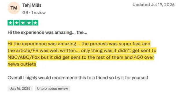 Tahj Mills's Trustpilot review