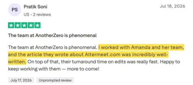 Pratik Soni's Trustpilot review