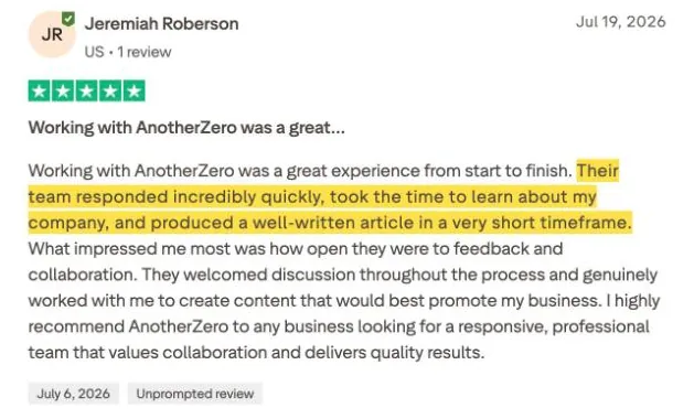 Jeremiah Roberson's Trustpilot review