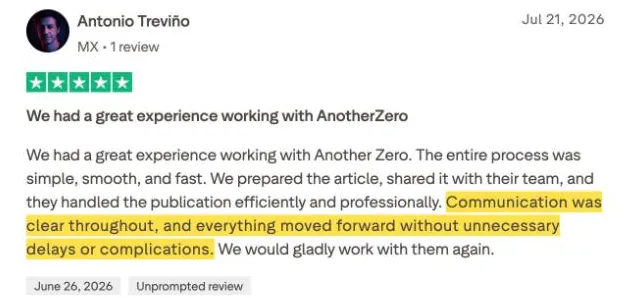 Antonio Treviño's Trustpilot review