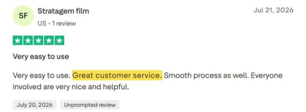 Stratagem film's Trustpilot review