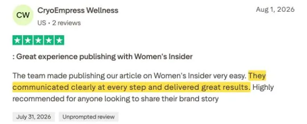 CryoEmpress Wellness's Trustpilot review
