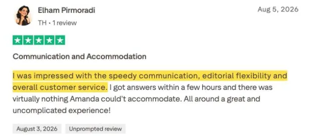 Elham Pirmoradi's Trustpilot review