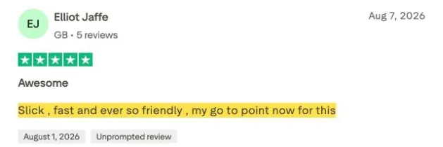 Elliot  Jaffe's Trustpilot review