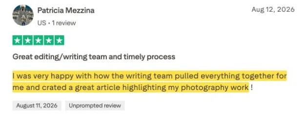Patricia Mezzina's Trustpilot review