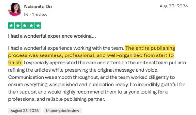 Nabanita De's Trustpilot review