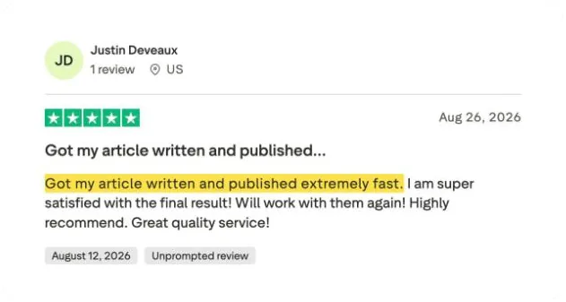 Justin Deveaux's Trustpilot review