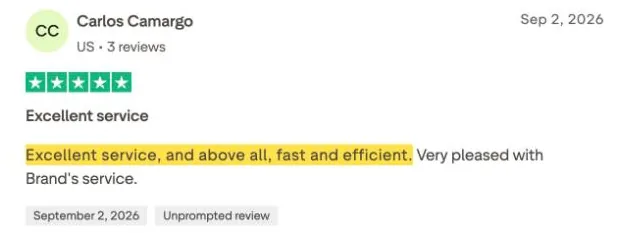 Carlos Camargo's Trustpilot review