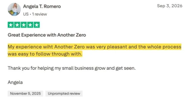 Angela T. Romero's Trustpilot review