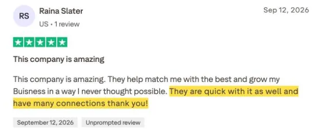 Raina Slater's Trustpilot review