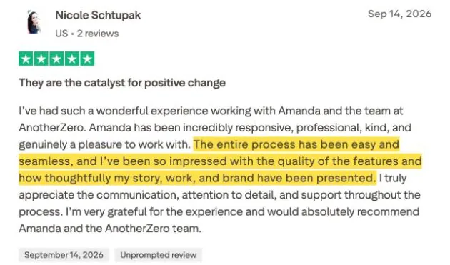 Nicole Schtupak's Trustpilot review