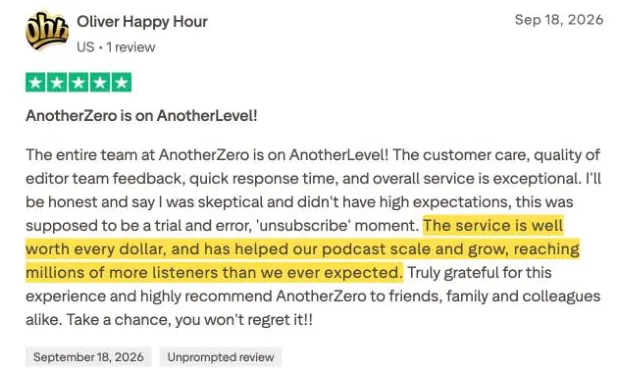 Oliver Happy Hour's Trustpilot review